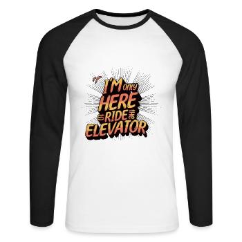 Je ne suis là que pour prendre l’ascenseur - T-shirt baseball manches longues Homme - blanc/noir - Devant - Nik (191cm)
