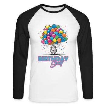 Birthday Sheep Whisperer - Cute Animal Party - T-shirt baseball manches longues Homme - blanc/noir - Devant - Nik (191cm)