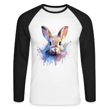 Drôle de lapin - design mignon pour - T-shirt baseball manches longues Homme - blanc/noir - Devant - Nik (191cm)