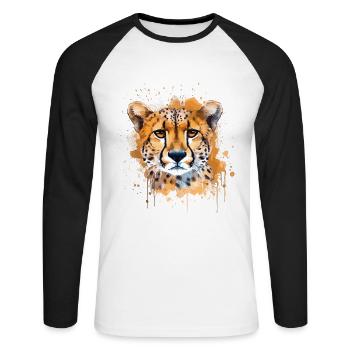 Colorful Art - Cute &; Wild Cheetah design - Unisex Long Sleeve Baseball T-Shirt - white/black - Front - Nik (191cm)