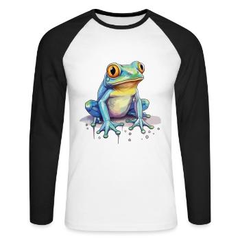 Colorful Art - Cute & Wild Frog Design - Unisex Long Sleeve Baseball T-Shirt - white/black - Front - Nik (191cm)