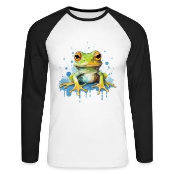 Colorful Art - Cute & Wild Frog Design - Unisex Long Sleeve Baseball T-Shirt - white/black - Front - Nik (191cm)