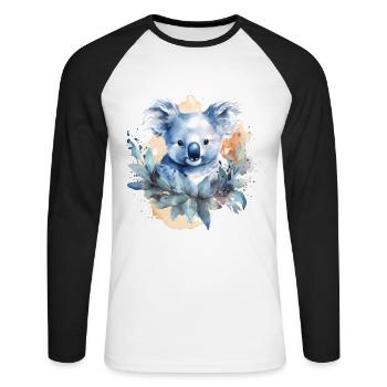 Adorable aquarelle koala art - T-shirt baseball manches longues Homme - blanc/noir - Devant - Nik (191cm)