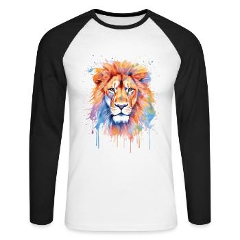 Cute lion watercolor art - Unisex Long Sleeve Baseball T-Shirt - white/black - Front - Nik (191cm)
