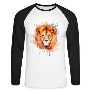 Cute lion watercolor art - Unisex Long Sleeve Baseball T-Shirt - white/black - Front - Nik (191cm)