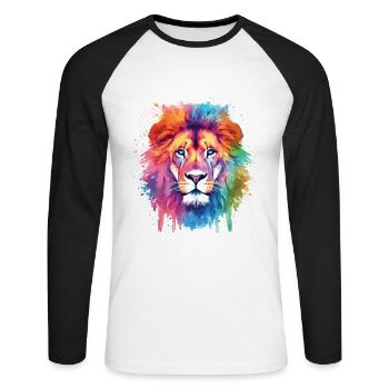 Cute lion watercolor art - Unisex Long Sleeve Baseball T-Shirt - white/black - Front - Nik (191cm)