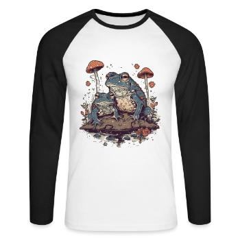 Toad lover couple - Unisex Long Sleeve Baseball T-Shirt - white/black - Front - Nik (191cm)