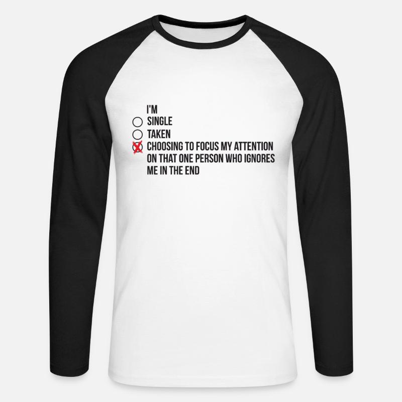 Komplizierter Beziehungsstatus - Single - Unisex Baseballshirt langarm - Weiß/Schwarz