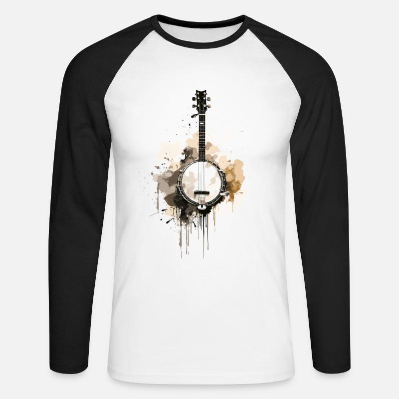 Banjo Authentisches Bluegrass & - Unisex Baseballshirt langarm - Weiß/Schwarz