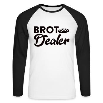 Brot Dealer - Design für Bäcker & Backfans - Unisex Baseballshirt langarm - Weiß/Schwarz - Vorne - Nik (191cm)