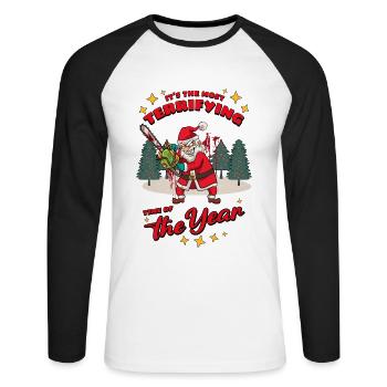 C’est la période la plus effrayante de l’année. - T-shirt baseball manches longues Homme - blanc/noir - Devant - Nik (191cm)