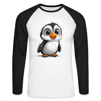 Süßer Pinguine Süß Baby Tier Südpol Pinguin - Unisex Baseballshirt langarm - Weiß/Schwarz - Vorne - Nik (191cm)