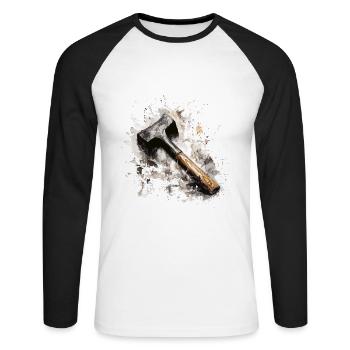 Hammer Splash – Craftsmanship In Watercolor - Unisex Long Sleeve Baseball T-Shirt - white/black - Front - Nik (191cm)