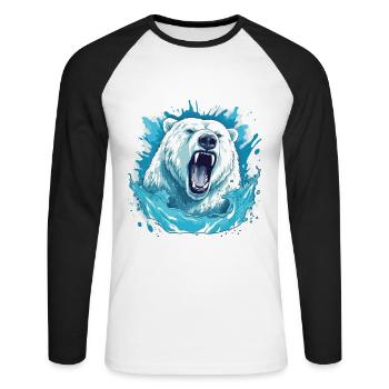 Polar Roar – Eisberg-blaubär-kunst - Unisex Baseballshirt langarm - Weiß/Schwarz - Vorne - Nik (191cm)