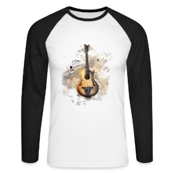 Rustic Mandolin Watercolors – Notes Of Tradition - Unisex Long Sleeve Baseball T-Shirt - white/black - Front - Nik (191cm)