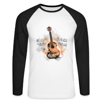 Acoustic Aquarelle – Rhythmic Brush Symphony - Unisex Baseballshirt langarm - Weiß/Schwarz - Vorne - Nik (191cm)