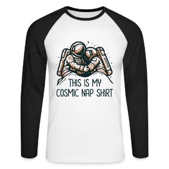 Astronaut Humor That's My Cosmic - Unisex Long Sleeve Baseball T-Shirt - white/black - Front - Nik (191cm)