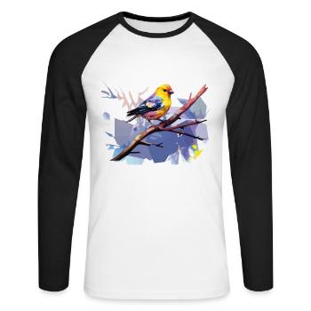 Chardonneret jaune artistique - T-shirt baseball manches longues Homme - blanc/noir - Devant - Nik (191cm)