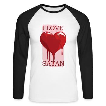 Amour Satan Cœur Dégoulinant - T-shirt baseball manches longues Homme - blanc/noir - Devant - Nik (191cm)