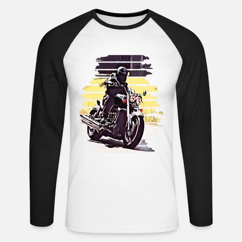 Motorrad Kurvenfahrt Rocket 3 - Unisex Baseballshirt langarm - Weiß/Schwarz