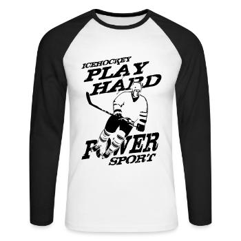 Icehockey - Eishockey - Unisex Baseballshirt langarm - Weiß/Schwarz - Vorne - Nik (191cm)