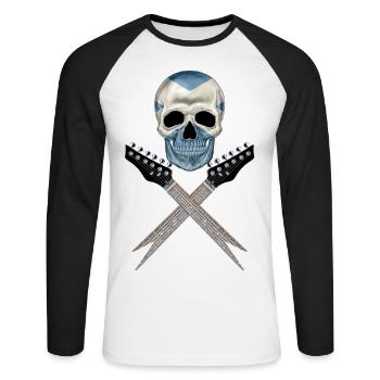 Roches de l'Ecosse 001 - T-shirt baseball manches longues Homme - blanc/noir - Devant - Nik (191cm)