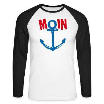 Anker Moin - Unisex Baseballshirt langarm - Weiß/Schwarz - Vorne - Nik (191cm)