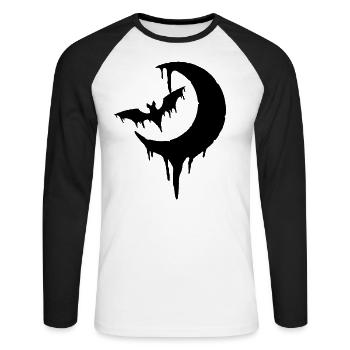 Bat with crescent moon - Unisex Long Sleeve Baseball T-Shirt - white/black - Front - Nik (191cm)