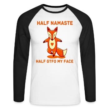 Half Namaste Half GTFO My Face yoga, yoga lovers - T-shirt baseball manches longues Homme - blanc/noir - Devant - Nik (191cm)