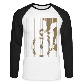 Silhouette cycliste dans le style du Bauhaus - T-shirt baseball manches longues Homme - blanc/noir - Devant - Nik (191cm)
