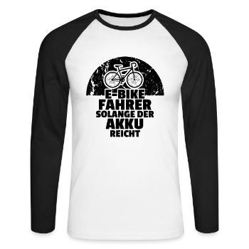 Fahrrad – Shirt Radsport Elektrofahrrad Geschenk - Unisex Baseballshirt langarm - Weiß/Schwarz - Vorne - Nik (191cm)