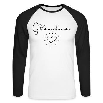 Grand-mère. Cadeau de grand-mère - T-shirt baseball manches longues Homme - blanc/noir - Devant - Nik (191cm)