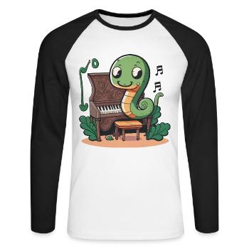 Snake Pianist - Unisex Long Sleeve Baseball T-Shirt - white/black - Front - Nik (191cm)