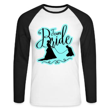 Team Braut Hochzeit Junggesellinnen - Unisex Baseballshirt langarm - Weiß/Schwarz - Vorne - Nik (191cm)