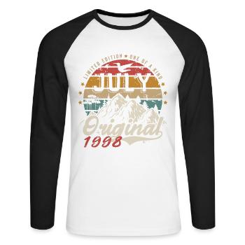 July 1998 | Original Birthday July 1998 - Unisex Long Sleeve Baseball T-Shirt - white/black - Front - Nik (191cm)