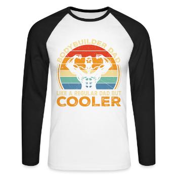 Bodybuilder Dad Like Regular Dad But Cooler | Dad - T-shirt baseball manches longues Homme - blanc/noir - Devant - Nik (191cm)