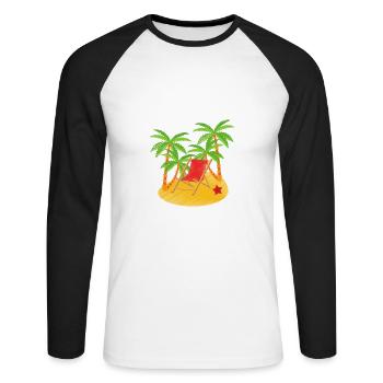 Plage des palmiers - T-shirt baseball manches longues Homme - blanc/noir - Devant - Nik (191cm)