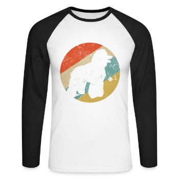 Chien Amant Caniche Amour Rétro Vintage Amour Chien - T-shirt baseball manches longues Homme - blanc/noir - Devant - Nik (191cm)