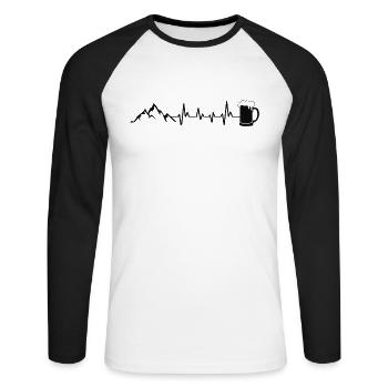Conception de pouls de randonnée et de bière pour les randonneurs - T-shirt baseball manches longues Homme - blanc/noir - Devant - Nik (191cm)