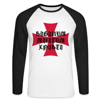 Knight's Cross award - sigillvm MILITVM xpisti - - Unisex Long Sleeve Baseball T-Shirt - white/black - Front - Nik (191cm)