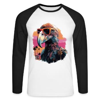 Flügel des Westens: California Condor Streetwear - Unisex Baseballshirt langarm - Weiß/Schwarz - Vorne - Nik (191cm)