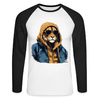 Climats de Mountain Lion Street | Amateurs de - T-shirt baseball manches longues Homme - blanc/noir - Devant - Nik (191cm)