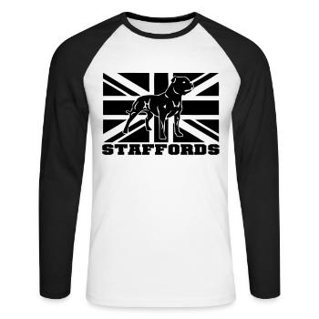staffords flag3 - T-shirt baseball manches longues Homme - blanc/noir - Devant - Nik (191cm)