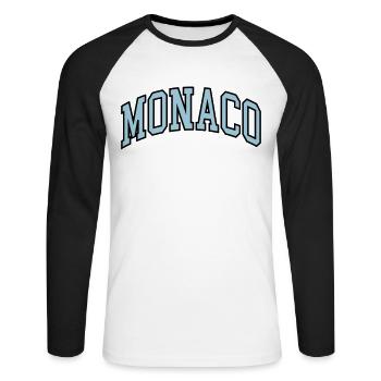 Monaco - Unisex Baseballshirt langarm - Weiß/Schwarz - Vorne - Nik (191cm)