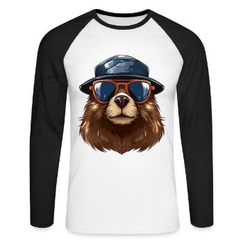 Urban Builder Beaver Streetwear | Beaver lovers - Unisex Long Sleeve Baseball T-Shirt - white/black - Front - Nik (191cm)