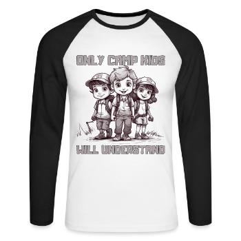 Seuls les enfants du camp comprendront | Climat du camp - T-shirt baseball manches longues Homme - blanc/noir - Devant - Nik (191cm)