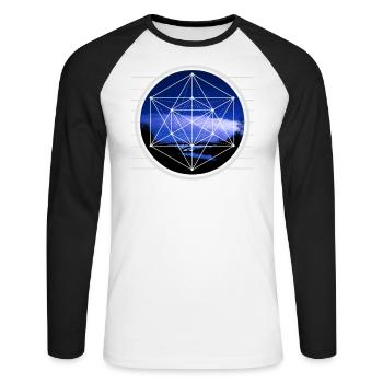 Metatron Hexagon Cube Graphic Design - Unisex Long Sleeve Baseball T-Shirt - white/black - Front - Nik (191cm)