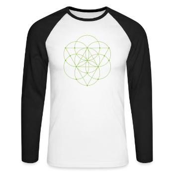 Sacred Geometry - Seed Of Life With - Unisex Long Sleeve Baseball T-Shirt - white/black - Front - Nik (191cm)