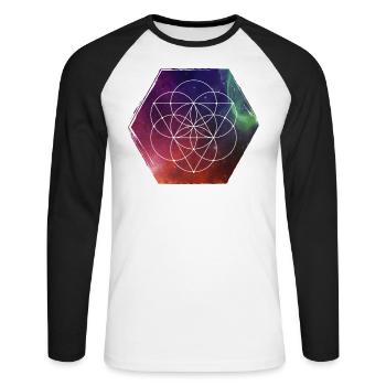 Sacred Geometry - Seed Of Life - Unisex Long Sleeve Baseball T-Shirt - white/black - Front - Nik (191cm)