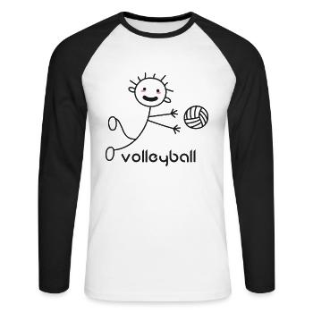 Volleyball - bonhomme allumette - T-shirt baseball manches longues Homme - blanc/noir - Devant - Nik (191cm)